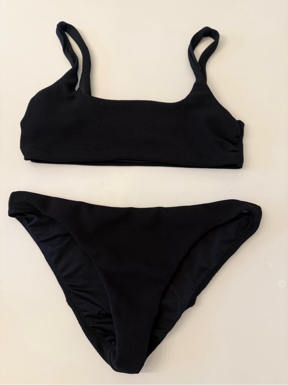Classic Black Textured Bikini Set